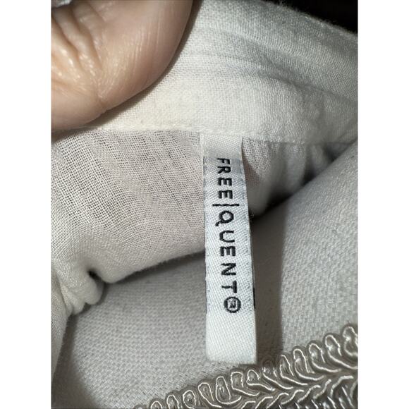 FREE/QUENT Dress Cream Dress 100% Cotton Scandi Boho Girl Sz S Peasant Ruffle - Picture 6 of 8